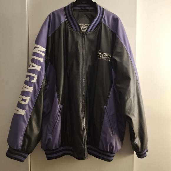 Steve & Barry's Black and Purple Niagara Purple Eagles Varsity Bomber Jacket - Picture 1 of 7